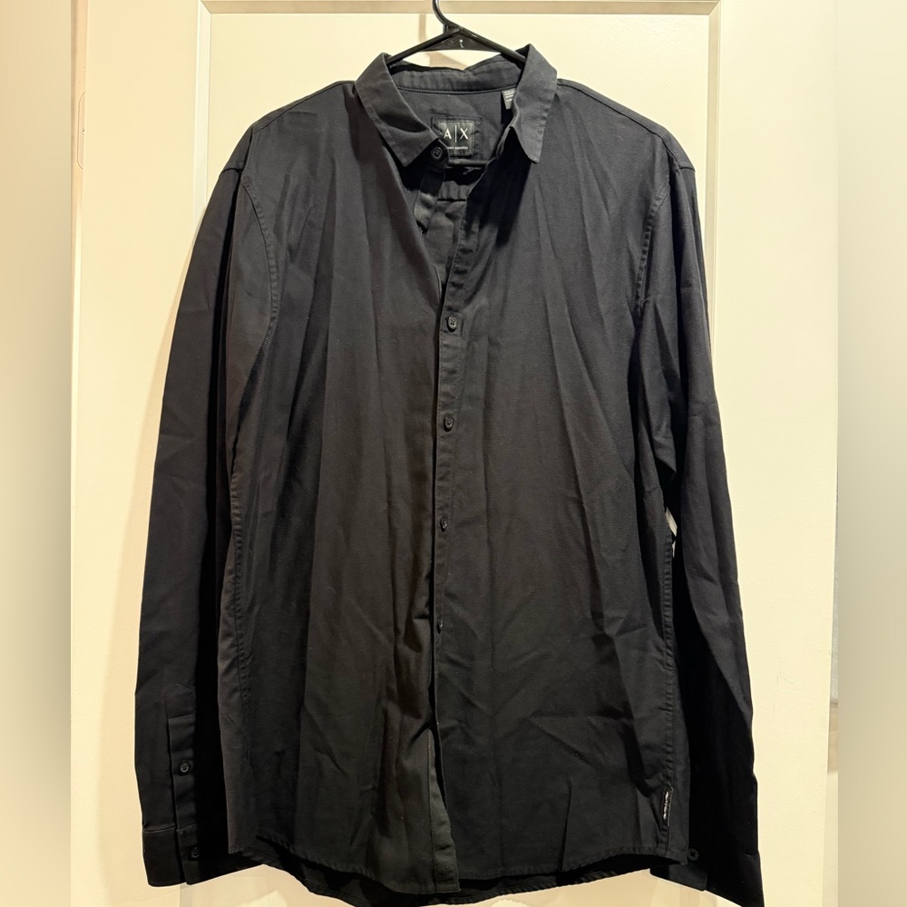 Armani Exchange Men's Black Button Up Long Sleevee Shirt Size L‎